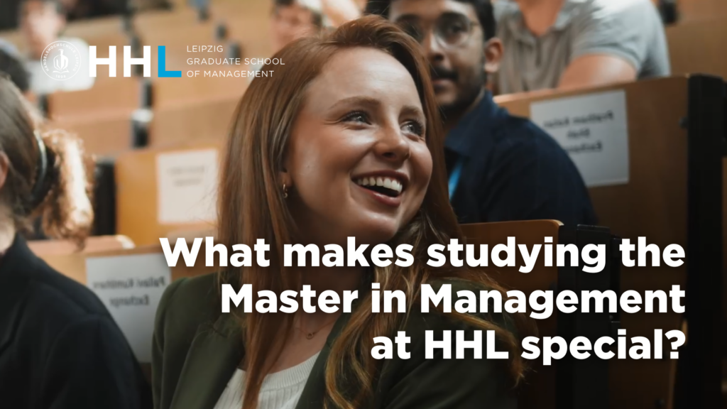 The video thumbnail shows HHL Alumna Katharina laughing.